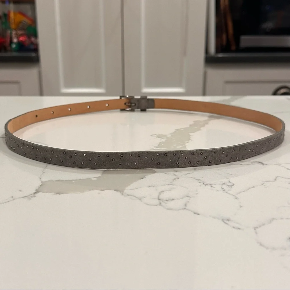 J. Crew Gray Suede Leather Sparkle Belt Womens S Studded Y2K 90s Thin Rivets - Picture 4 of 14